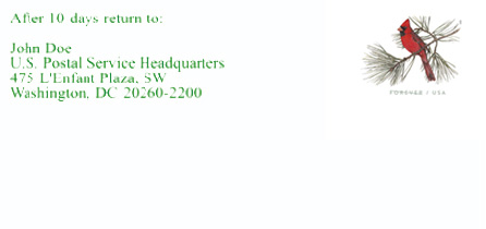 Envelope with Official Retention Period Endorsement